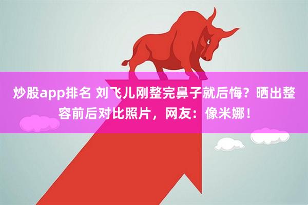 炒股app排名 刘飞儿刚整完鼻子就后悔？晒出整容前后对比照片，网友：像米娜！
